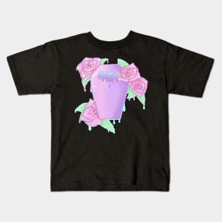 Pastel Goth Rose Coffin Tattoo Flash Design Kids T-Shirt